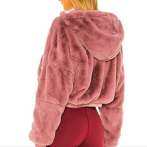 Free People Faux fur cropped Zip up hoodie